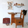 Pupitre d'écolier vintage en bois massif